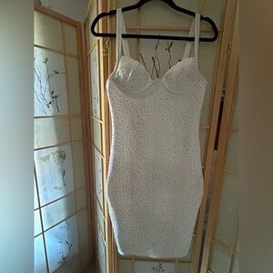 AKIRA White Studded Chemise Dress